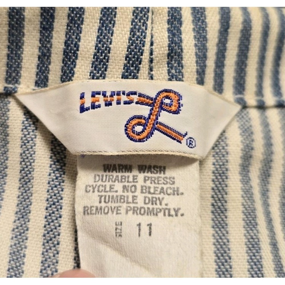 Levis Womens‎ 70s Vintage Denim Blue White Stripe Jeans Size 11 Rope Tie - Picture 3 of 10